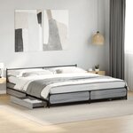vidaXL Cadre de lit et tiroirs sonoma gris 200x200cm bois d'ingénierie