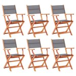 vidaXL Chaises pliables de jardin lot de 6 gris eucalyptus textilène