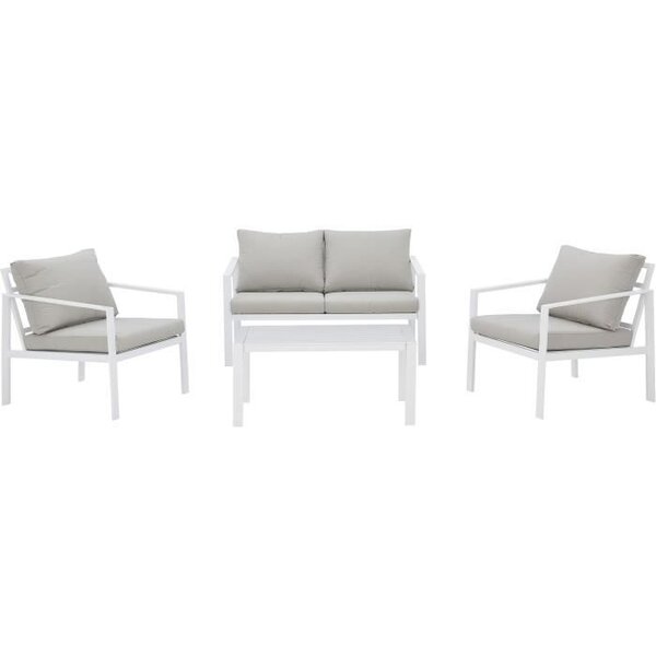 Salon de jardin FIRA - En Aluminium - 4 personnes avec coussins