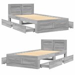 vidaXL Cadre de lit tête de lit sonoma gris 90x190 cm bois ingénierie