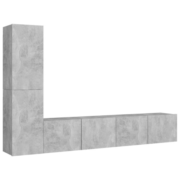 vidaXL Ensemble de meubles TV 4 Pièces Gris béton Bois d'ingénierie