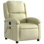 vidaXL Fauteuil de massage inclinable électrique crème cuir véritable
