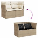 vidaXL Canapé de jardin avec coussins 2 places beige résine tressée