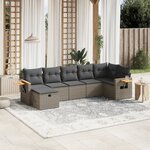 vidaXL Salon de jardin avec coussins 7 Pièces gris résine tressée