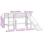 vidaXL Lit mezzanine enfants avec tour rose 80x200cm bois pin massif
