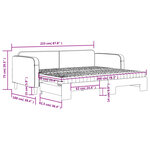 vidaXL Lit de jour avec gigogne et matelas noir 90x200 cm tissu