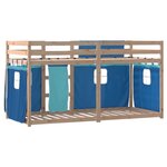 vidaXL Lit superposé avec rideaux bleu 90x190 cm bois pin massif
