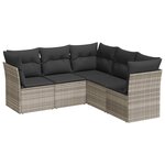 vidaXL Salon de jardin 5 Pièces avec coussins gris clair résine tressée