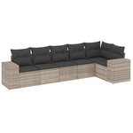 vidaXL Salon de jardin 6 Pièces avec coussins gris clair résine tressée