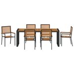 Ensemble de Salle à Manger de Jardin de 7 Pièces vidaXL Noir Poly Rattan Acacia
