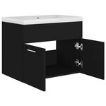 vidaXL Armoire d'évier avec lavabo intégré Noir Aggloméré