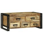 vidaXL Table Basse 90x50x38 cm en Bois Massif de Mangue Brut