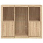 vidaXL Buffets avec lumières LED 3 Pièces chêne sonoma bois d'ingénierie