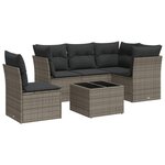 vidaXL Salon de jardin 6 Pièces avec coussins gris résine tressée