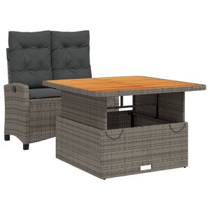 vidaXL Ensemble à manger de jardin et coussins 2 Pièces gris rotin