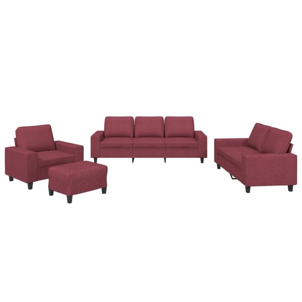vidaXL Ensemble de canapés 4 Pièces rouge bordeaux tissu