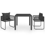 vidaXL Salon de jardin 3 Pièces PVC Résine tressée Noir