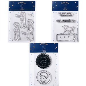 10 Tampons transparents Le Petit Prince Etoiles + Mouton + Portraits