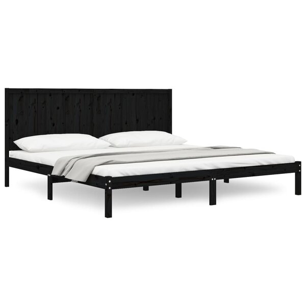 vidaXL Cadre de lit Noir Bois de pin massif 200x200 cm