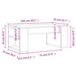 vidaXL Table basse blanc 102x55x42 cm bois d'ingénierie