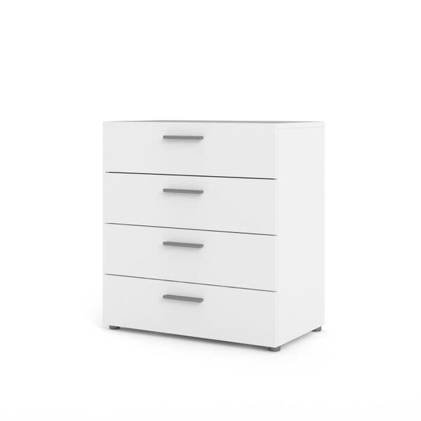 TVILUM Commode 4 tiroirs - Blanc - L 80 x P 40 x H 68,5 cm - TYHJA