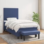 vidaXL Sommier à lattes de lit avec matelas Bleu 90x200 cm Tissu