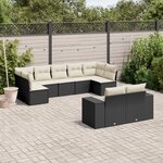 vidaXL Salon de jardin 9 Pièces avec coussins noir résine tressée