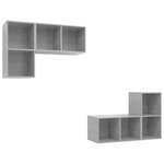 vidaXL Meubles TV muraux 4 Pièces Gris béton Bois d'ingénierie