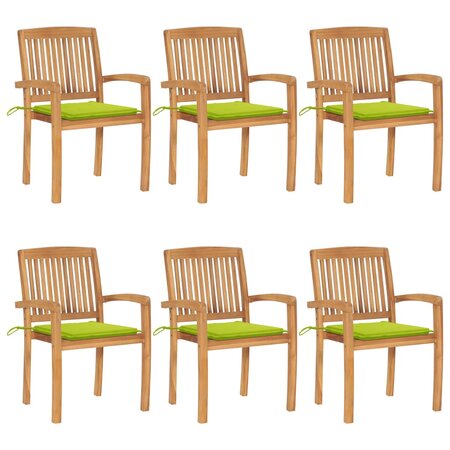 vidaXL Chaises de jardin empilables avec coussins lot de 6 Teck solide