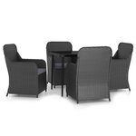 vidaXL Ensemble à manger de jardin avec coussins 5 Pièces Noir
