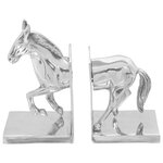Serre-livres vidaXL 2 Pièces Argent 11x14x25 cm Aluminium Cheval