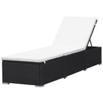 vidaXL Chaise longue avec coussin Résine tressée Noir