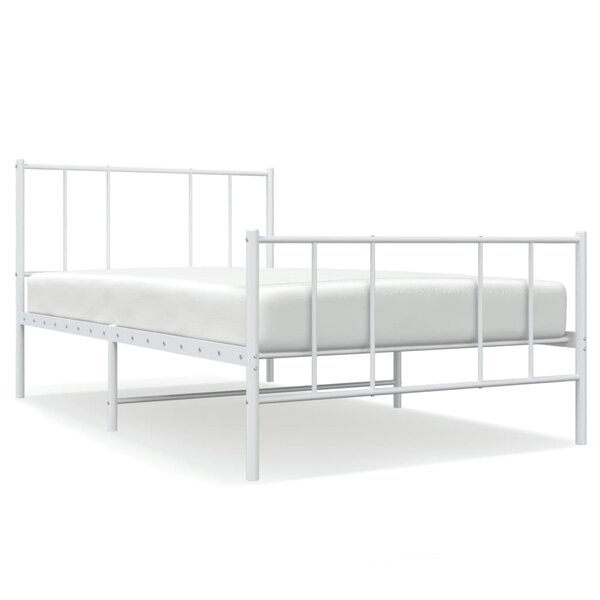 vidaXL Cadre de lit métal avec tête de lit/pied de lit blanc 100x200cm