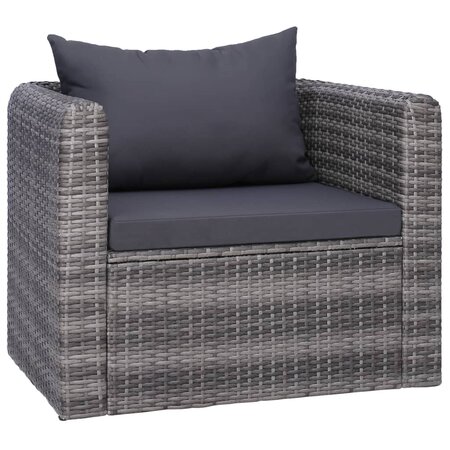 vidaXL Chaise de jardin avec coussin et oreiller Résine tressée Gris