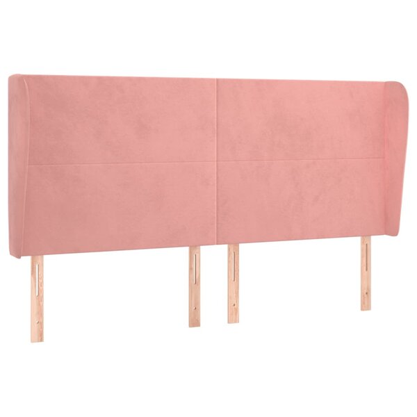 vidaXL Tête de lit avec oreilles Rose 183x23x118/128 cm Velours