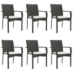 vidaXL Ensemble à manger de jardin coussins 7Pièces Noir Résine tressée