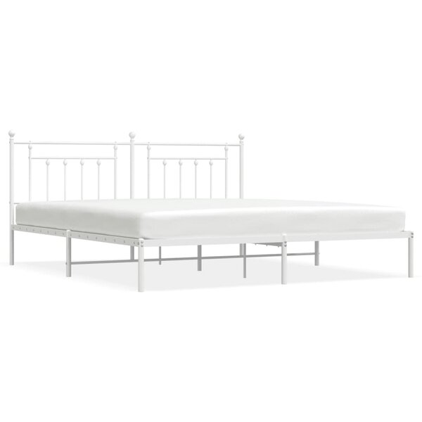 vidaXL Cadre de lit métal avec tête de lit blanc 200x200 cm