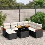 vidaXL Salon de jardin 8 Pièces avec coussins noir résine tressée