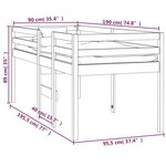 vidaXL Lit haut 90x190 cm Bois de pin massif
