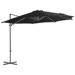 vidaXL Parasol déporté avec mât en acier Noir 300 cm