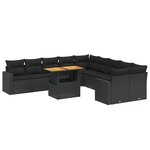 vidaXL Salon de jardin 11 Pièces avec coussins noir résine tressée