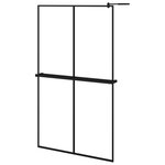 vidaXL Paroi de douche avec étagère Noir 118x190cm Verre ESG&Aluminium