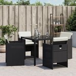 vidaXL Chaises de jardin lot de 4 avec coussins noir résine tressée