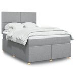 vidaXL Sommier à lattes de lit avec matelas Gris clair 140x190cm Tissu