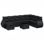 vidaXL Salon de jardin 9 Pièces avec coussins noir résine tressée