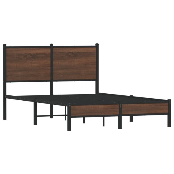 vidaXL Cadre de lit en métal avec tête de lit chêne marron 120x200 cm