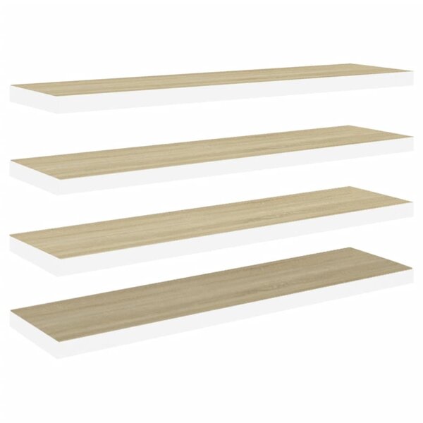 vidaXL Étagères flottantes 4 Pièces Chêne et blanc 90x23 5x3 8 cm MDF