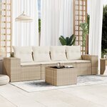 vidaXL Salon de jardin avec coussins 5 Pièces beige résine tressée