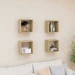 vidaXL Étagères cube murales 4 Pièces Chêne sonoma 26x15x26 cm