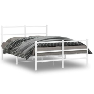 vidaXL Cadre de lit métal sans matelas et pied de lit blanc 140x190 cm